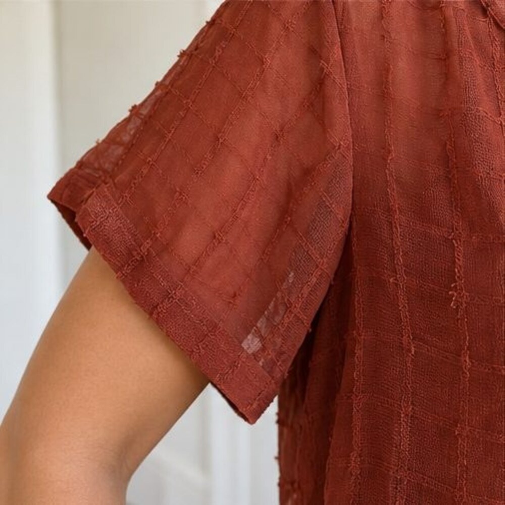 Rust Puff Sleeve Top - Picture 5 of 6